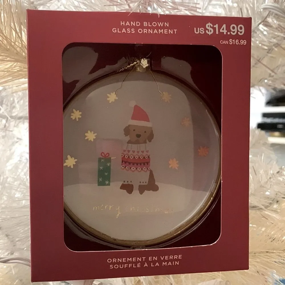 🟢3 for $20—-set of  3 ORNAMENTS  HANDBLOWN DOG LOVERS glass ornaments